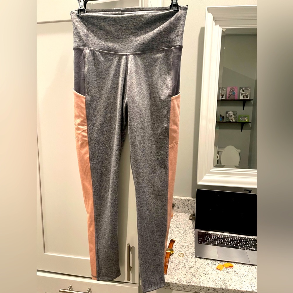 Tasc Grey and Pink leggings. Size medium.